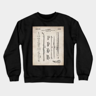 Skiing Skis Patent - Skier Ski Lodge Chalet Art - Antique Crewneck Sweatshirt